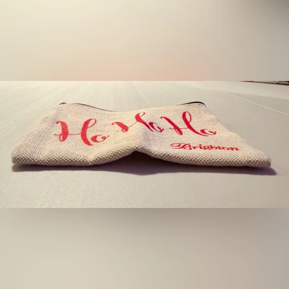 Brighton | Ho Ho Ho Sparkle Canvas Christmas Zipper Cosmetic Bag